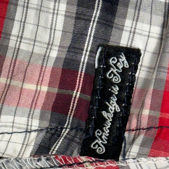 Akademiks Mens 2XL Plaid Button Down Shirt Red Black White Long Sleeve Cotton - Picture 5 of 13